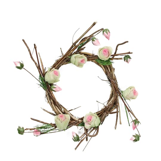 11&#x22; Spring Floral Twig Wreath